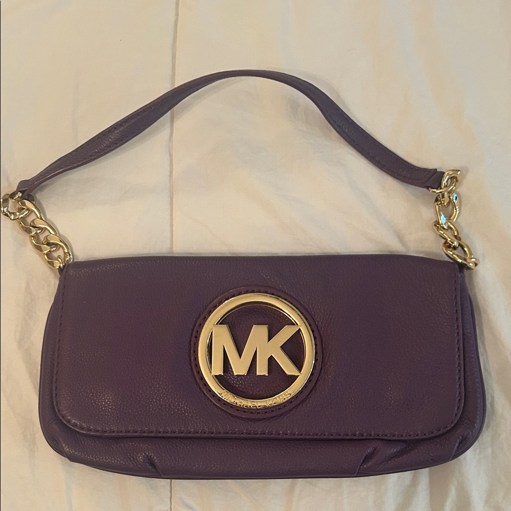 Michael Kors Plum Shoulder Bag with Gold Accents